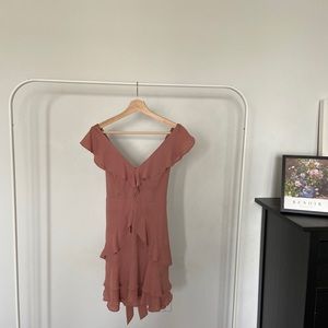 EXPRESS Nude/Pink Ruffle Mini Dress